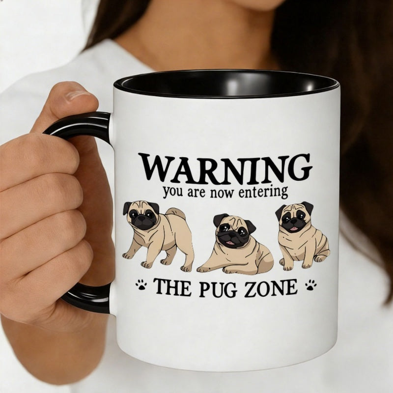 Tailorly Black Accent 11 oz Mug - three cute characters in different poses， text "you are now entering zone"