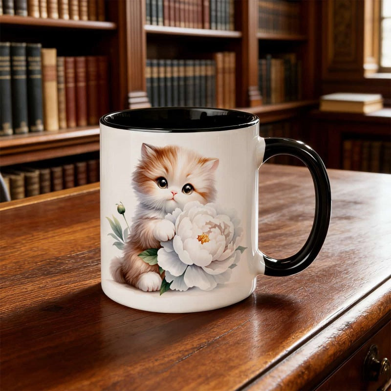 Tailorly Black Accent 11 oz Mug - adorable kitten