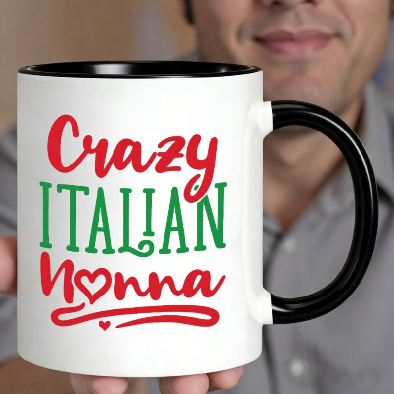Tailorly Black Accent 11 oz Mug - crazy italian text lettering red green