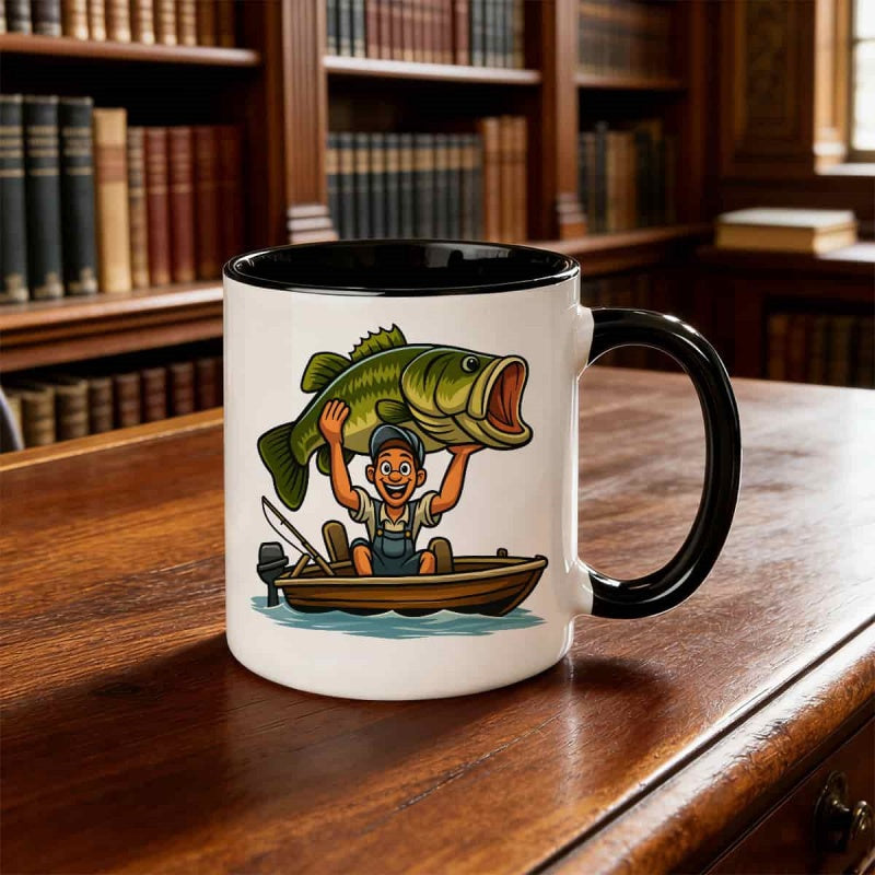 Tailorly Black Accent 11 oz Mug - fishing themed