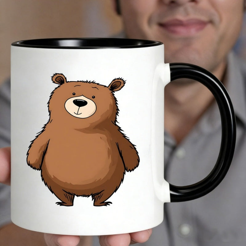 Tailorly Black Accent 11 oz Mug - a brown bear
