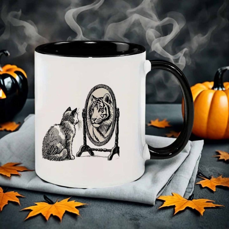 Tailorly Black Accent 11 oz Mug - cat watching