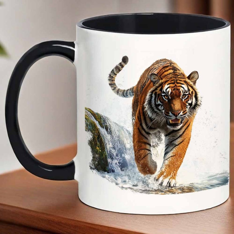 Tailorly Black Accent 11 oz Mug - cute cartoon tiger