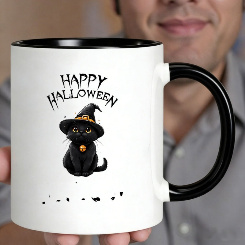 Tailorly Black Accent 11 oz Mug - black cat with witch hat