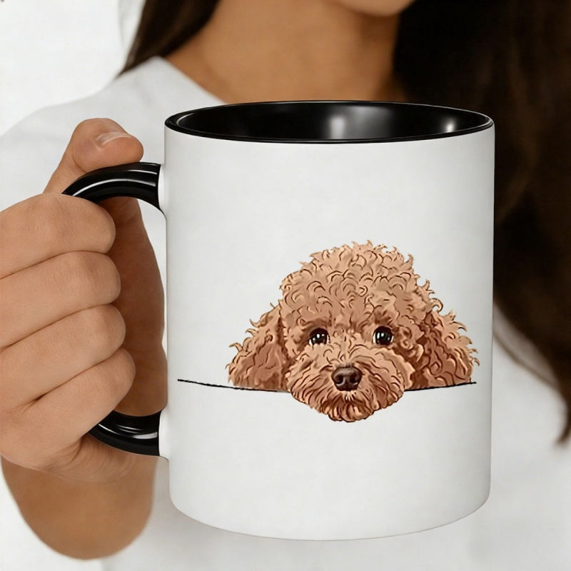 Tailorly Black Accent 11 oz Mug - curly poodle dog