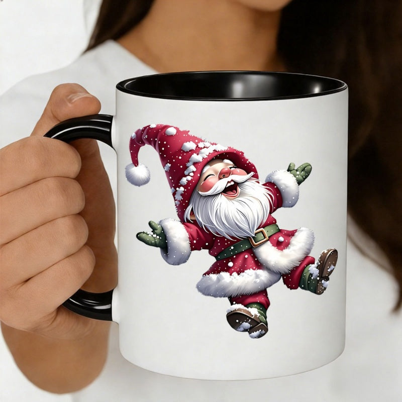 Tailorly Black Accent 11 oz Mug - festive santa claus design
