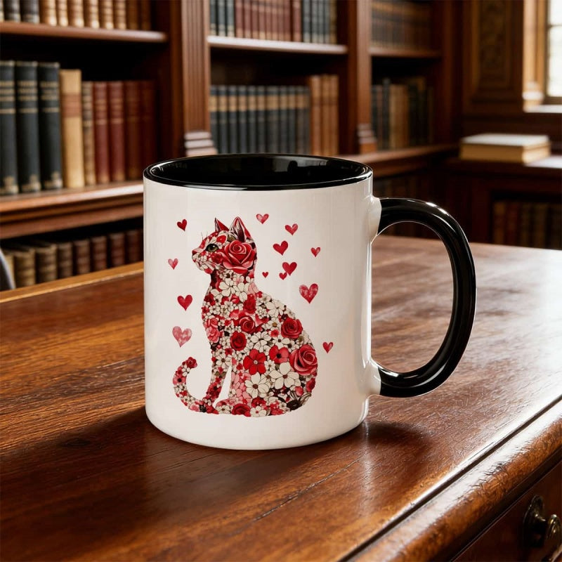 Tailorly Black Accent 11 oz Mug - hand shaped kitten