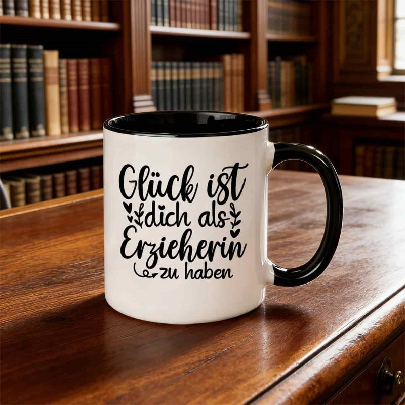 Tailorly Black Accent 11 oz Mug - luck to have you as an educator quote
