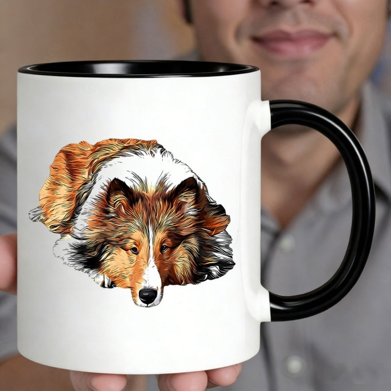 Tailorly Black Accent 11 oz Mug - abstract canine portrait