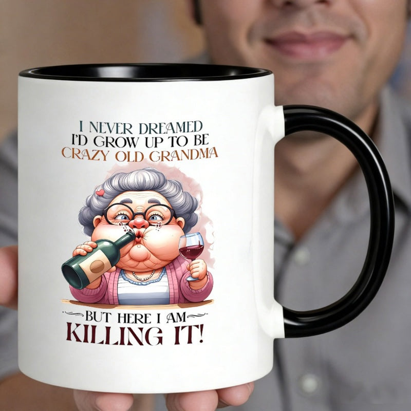 Tailorly Black Accent 11 oz Mug - humorous cartoon grandma