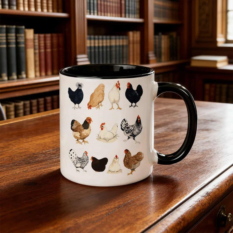 Tailorly Black Accent 11 oz Mug - funny chicken