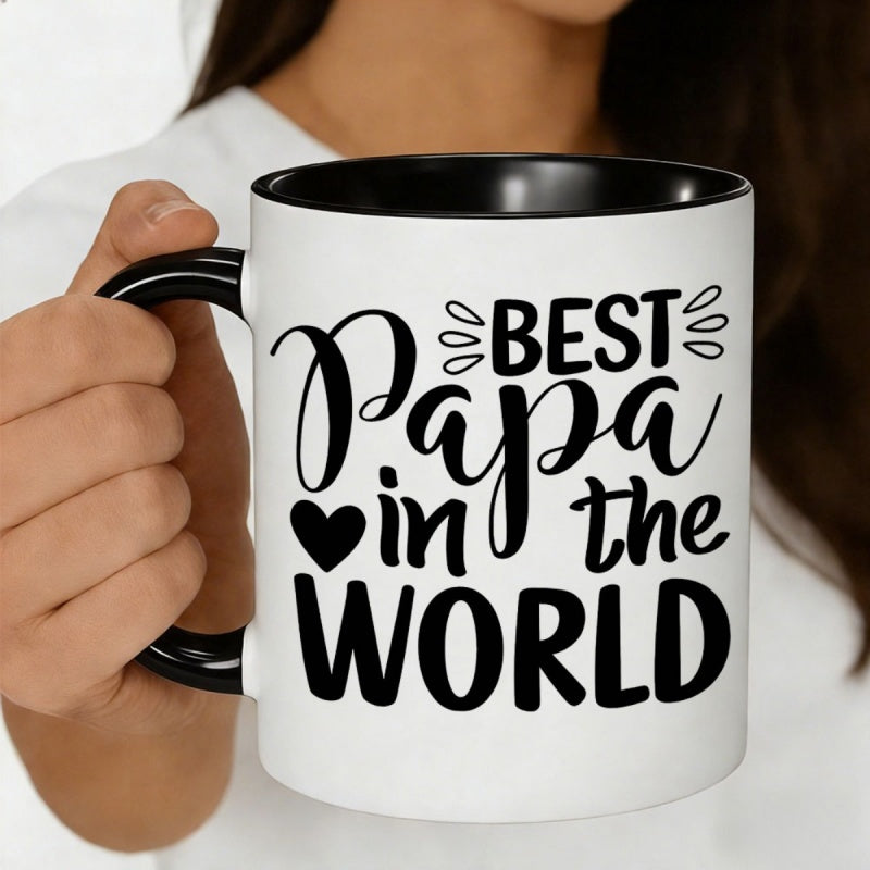 Tailorly Black Accent 11 oz Mug - best papa in the world heart text design