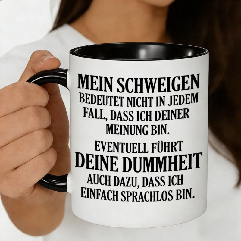 Tailorly Black Accent 11 oz Mug - my doesn't mean german quote text