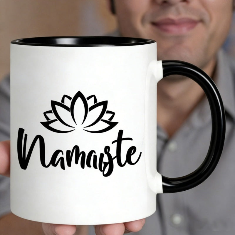 Tailorly Black Accent 11 oz Mug - lotus flower