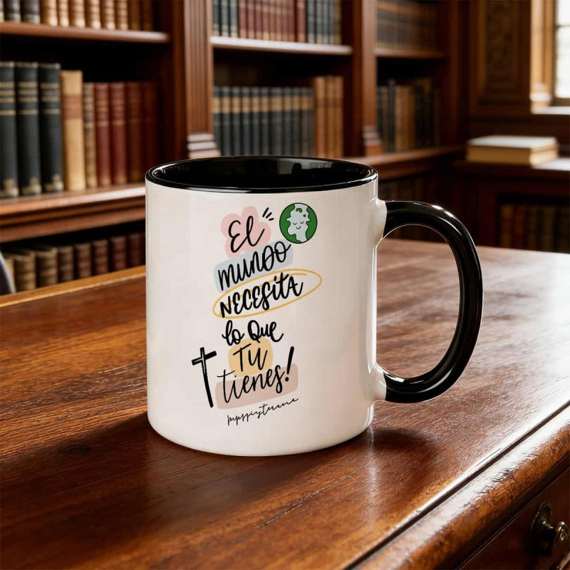 Tailorly Black Accent 11 oz Mug - spanish phrases multicolor edges