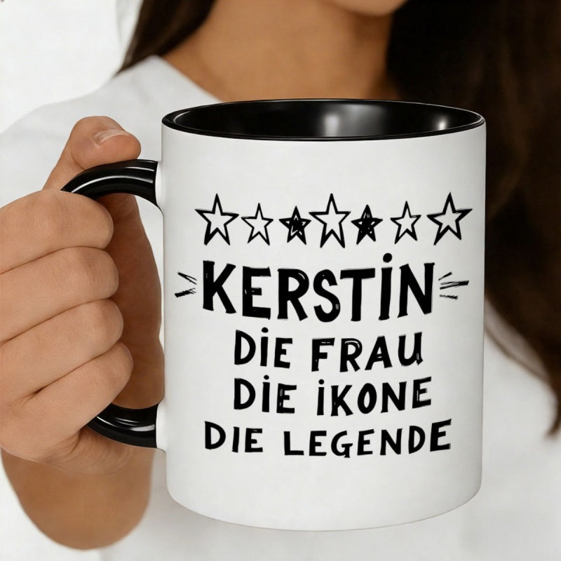 Tailorly Black Accent 11 oz Mug - die frau die with stars