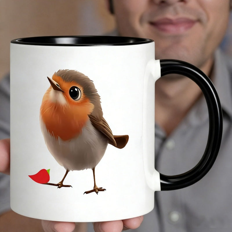 Tailorly Black Accent 11 oz Mug - adorable cartoon bird
