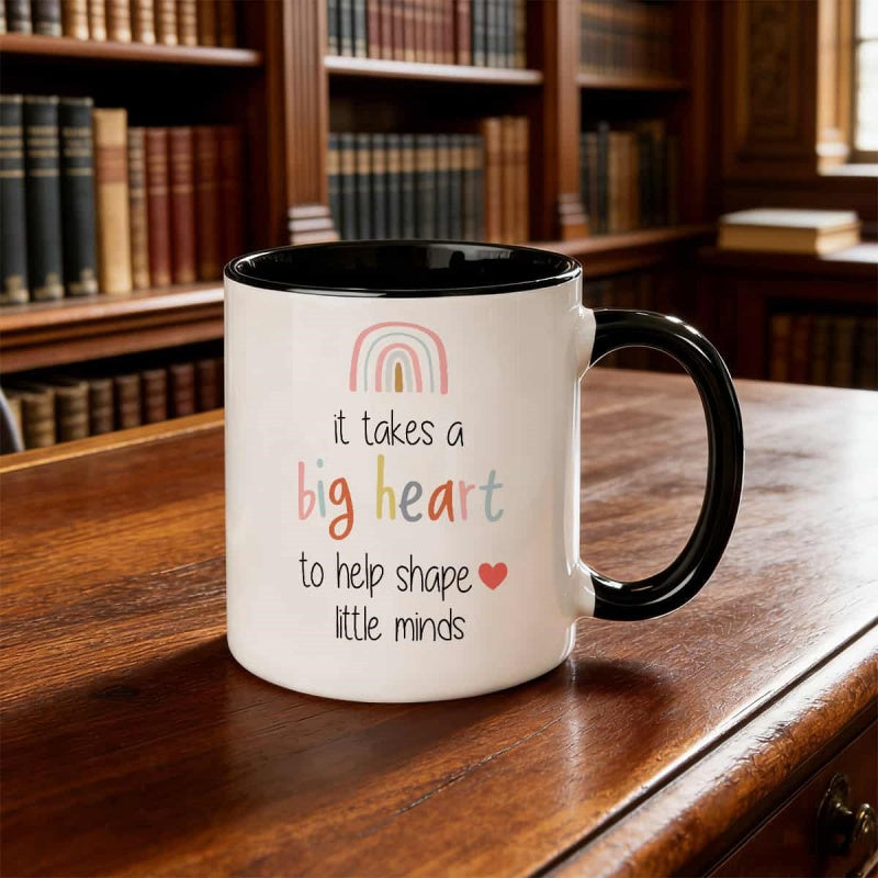 Tailorly Black Accent 11 oz Mug - a big heart to help shape quote