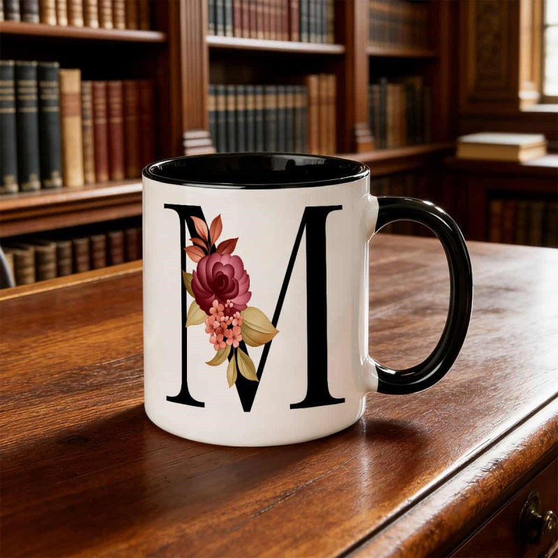 Tailorly Black Accent 11 oz Mug - monogram letter print