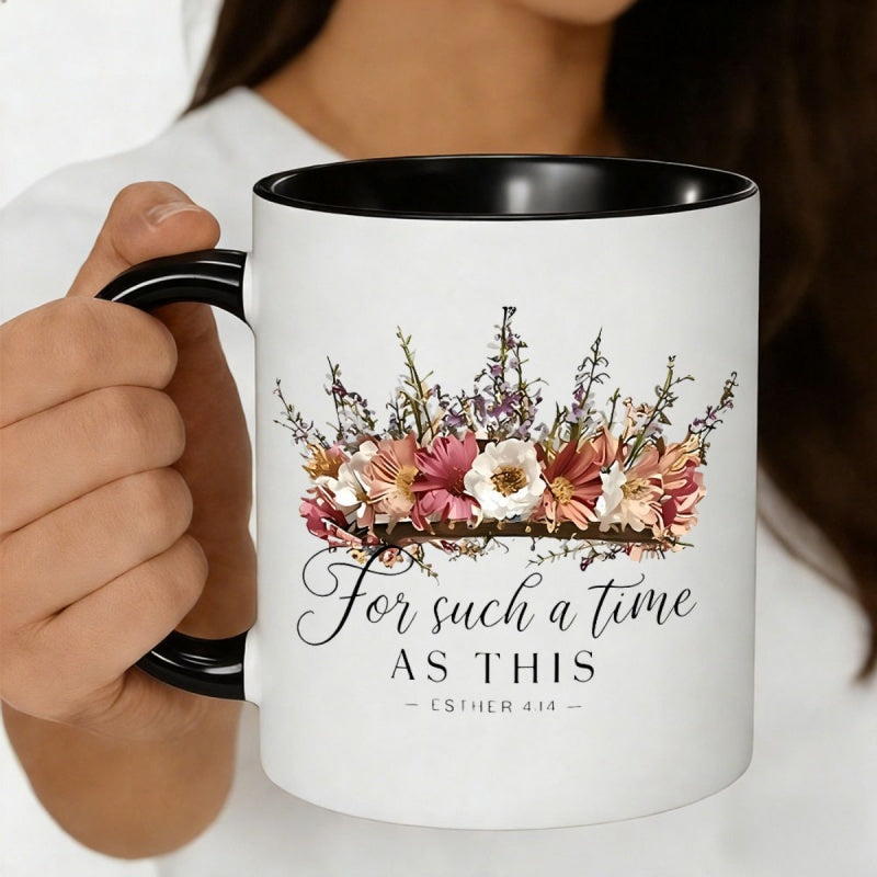Tailorly Black Accent 11 oz Mug - floral design