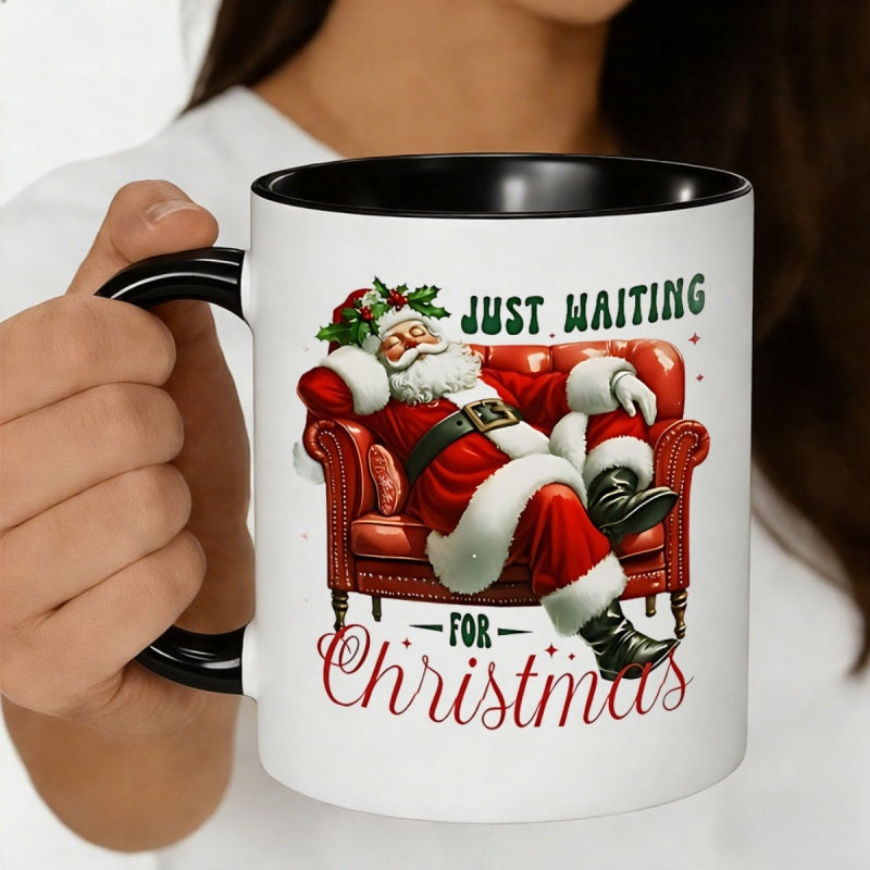 Tailorly Black Accent 11 oz Mug - santa claus sleeping