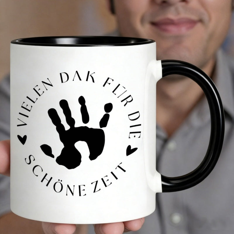 Tailorly Black Accent 11 oz Mug - heart hand print