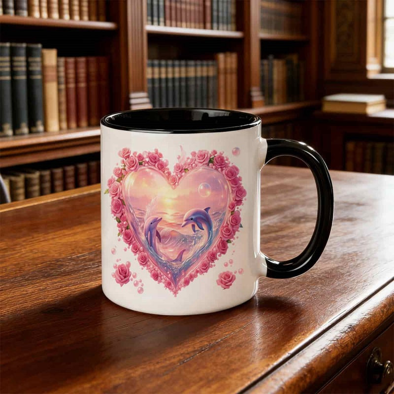 Tailorly Black Accent 11 oz Mug - 11oz shaped milk cup couple style reusable ceramic mug funny design multicolor suitable for office and home use ideal