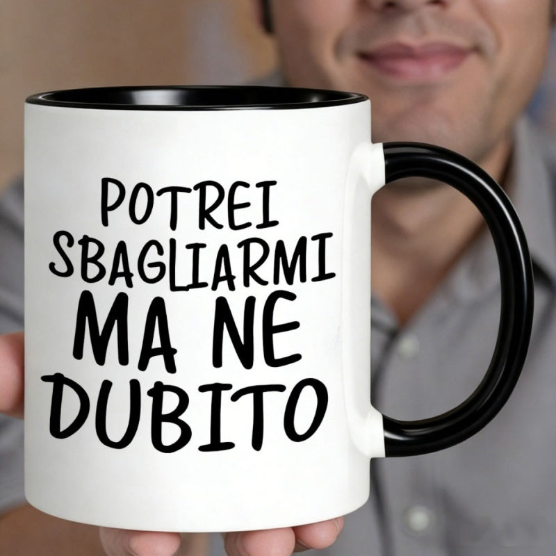 Tailorly Black Accent 11 oz Mug - italian quote "potrei sbagliarmi"