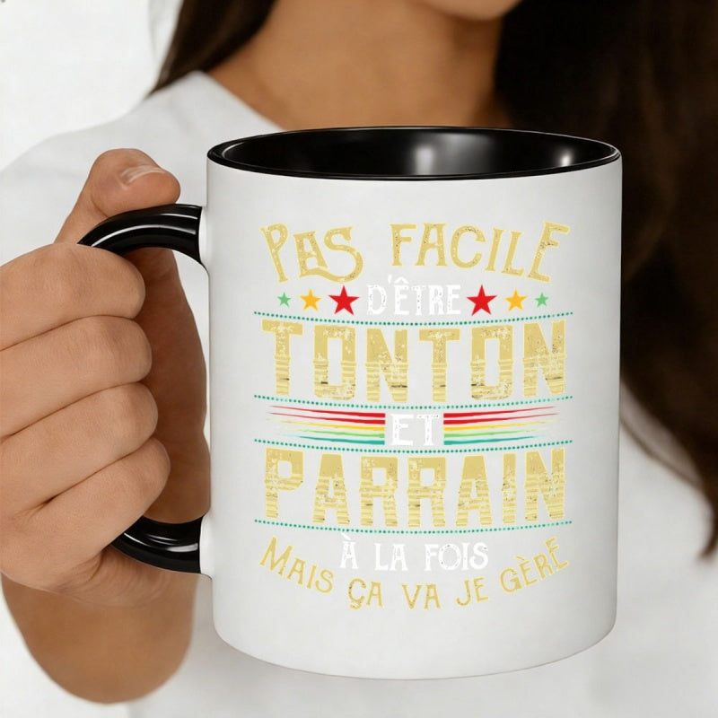 Tailorly Black Accent 11 oz Mug - not easy to be an uncle and 11oz ceramic coffee mug french quote mug for uncle family gift 11oz ceramic cup for
