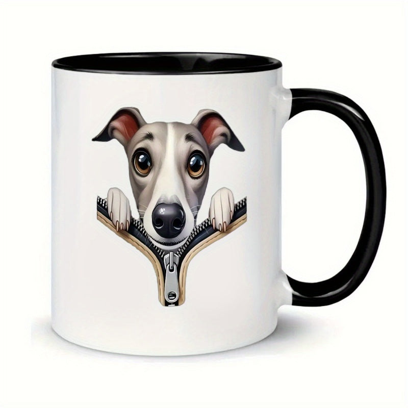 Tailorly Black Accent 11 oz Mug - an 11 ounce printed ceramic travel mug suitable for hot and cold beverages hand washed or machine washed reusable
