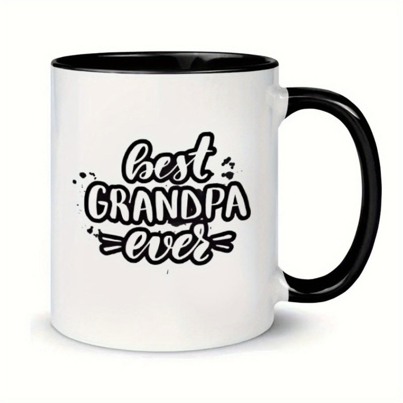 Tailorly Black Accent 11 oz Mug - top grandpa mugs coffee cups high quality ceramic elegant black with handle great present for grandpa suitable for