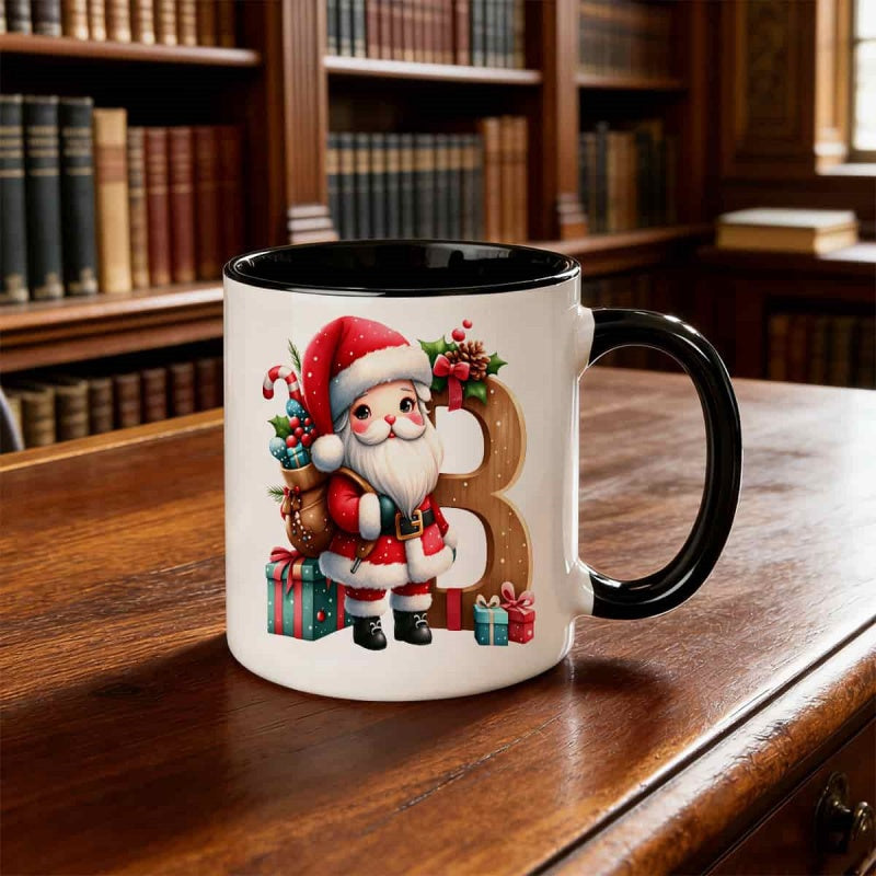 Tailorly Black Accent 11 oz Mug - 11oz handmade a z alphabet ceramic coffee mug with rim smooth glossy reusable suitable for coffee tea for home
