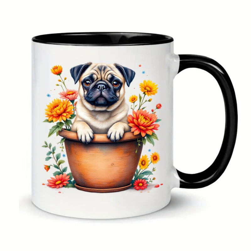 Tailorly Black Accent 11 oz Mug - 11oz printed ceramic insulated portable coffee mug suitable for hot and cold drinks hand washed or machine washed