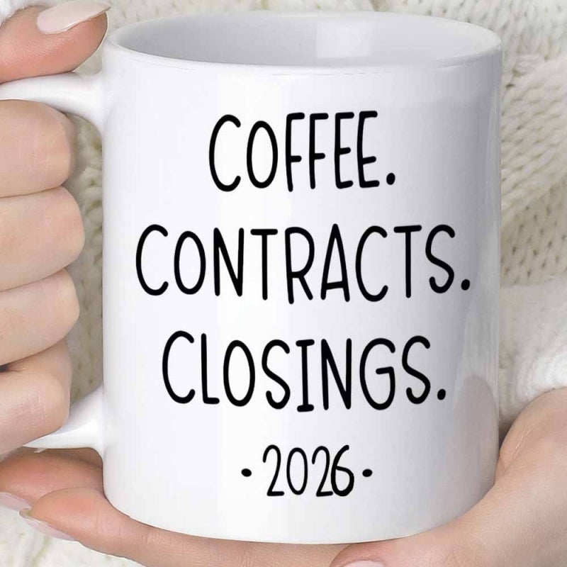 Tailorly White Ceramic 11 oz Mug - Coffee Contracts Closings 2026 Minimalist Black Typography On A Smooth