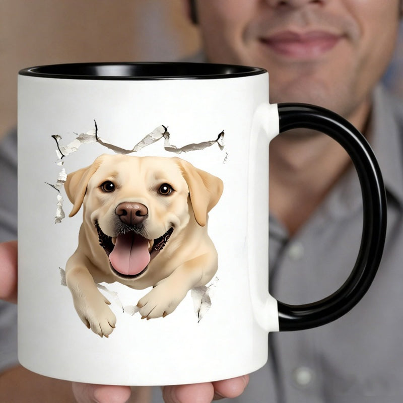 Tailorly Black Accent 11 oz Mug - beige dog
