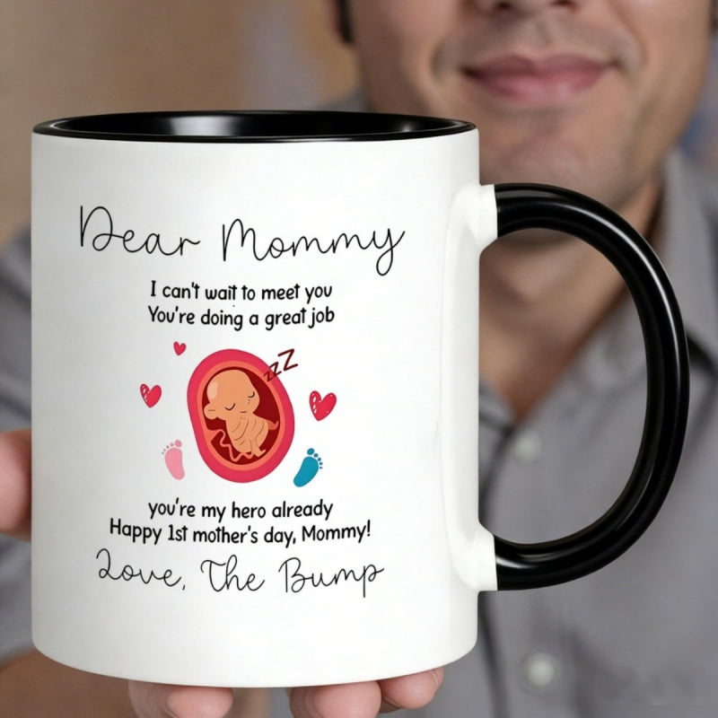 Tailorly Black Accent 11 oz Mug - sleeping footprints hearts sweet mothers day message