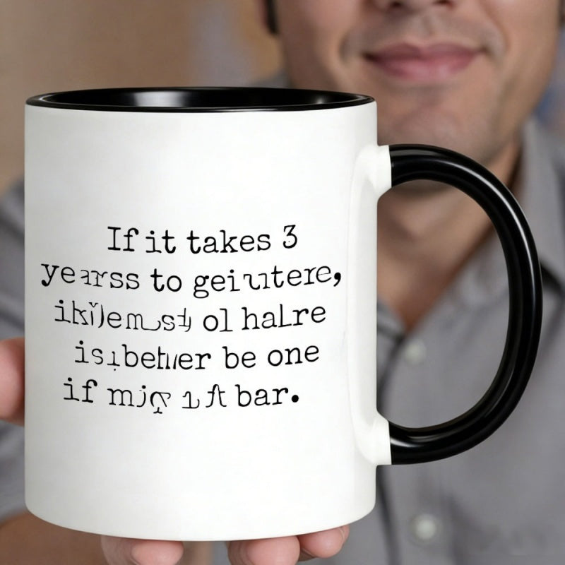 Tailorly Black Accent 11 oz Mug - black and white text， humorous quote