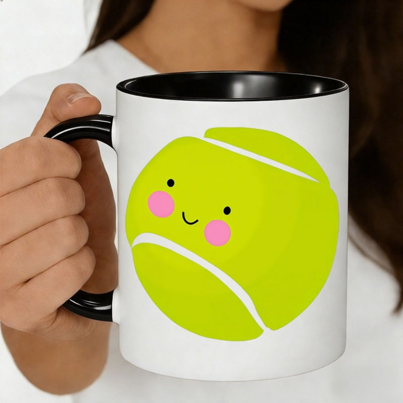 Tailorly Black Accent 11 oz Mug - face and text "one lime green"