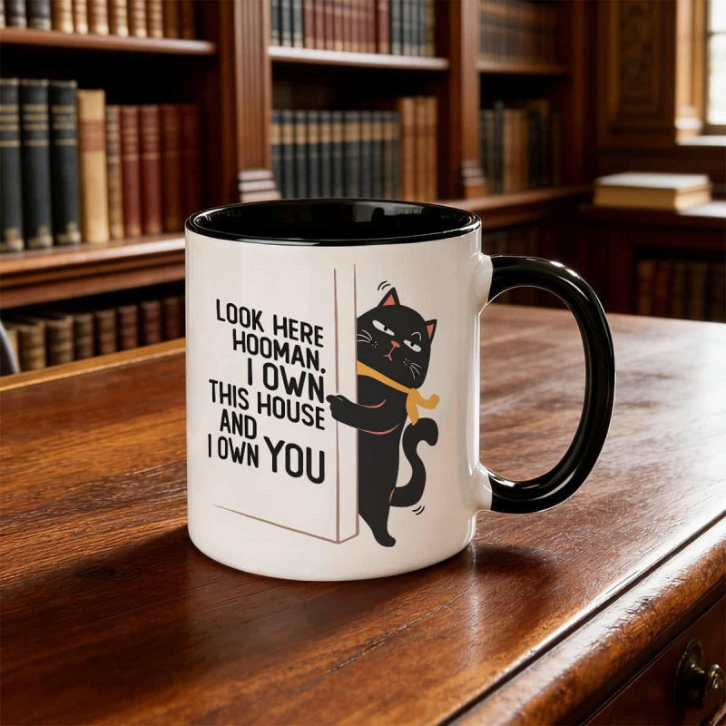 Tailorly Black Accent 11 oz Mug - cute black look here humorous quote