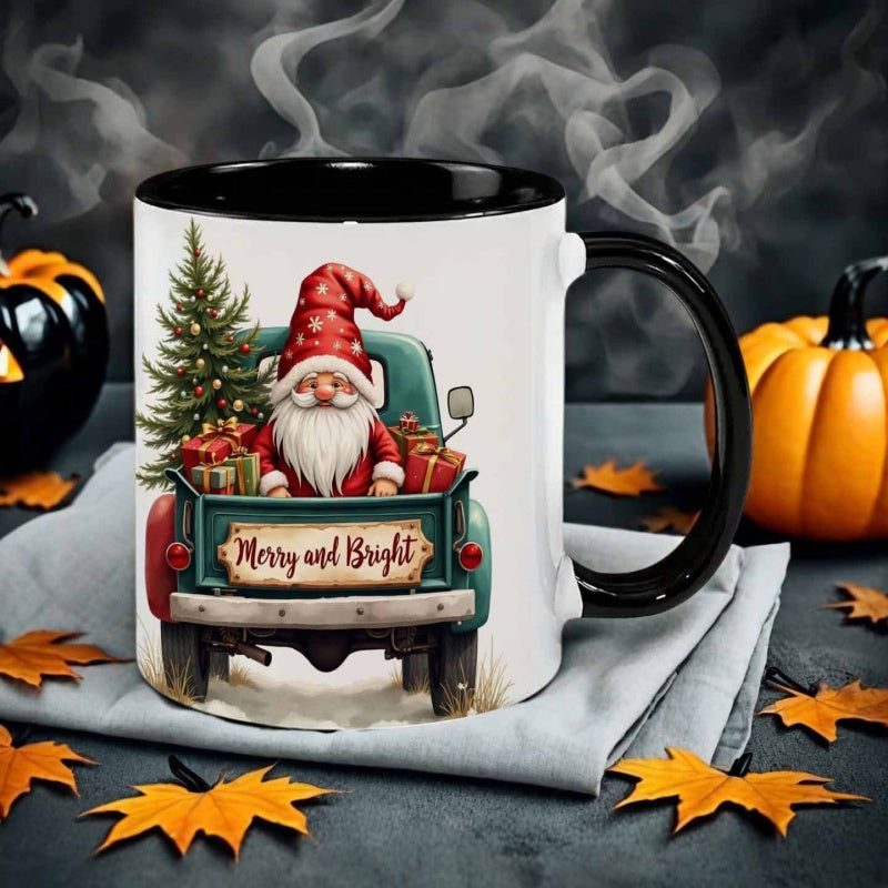 Tailorly Black Accent 11 oz Mug - christmas truck
