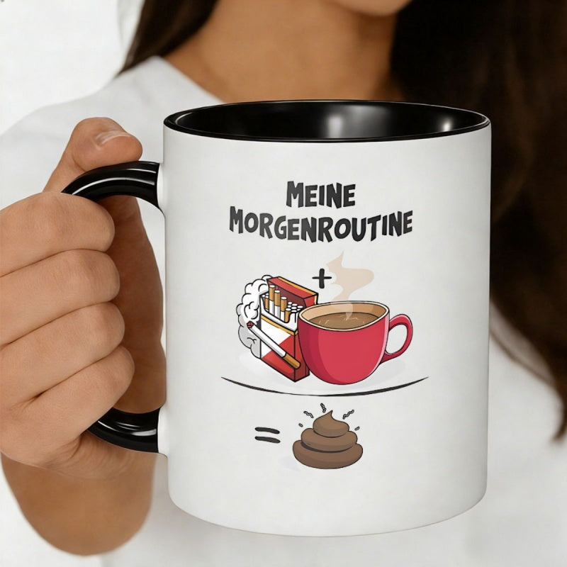 Tailorly Black Accent 11 oz Mug - smoking cigarette box poop art funny