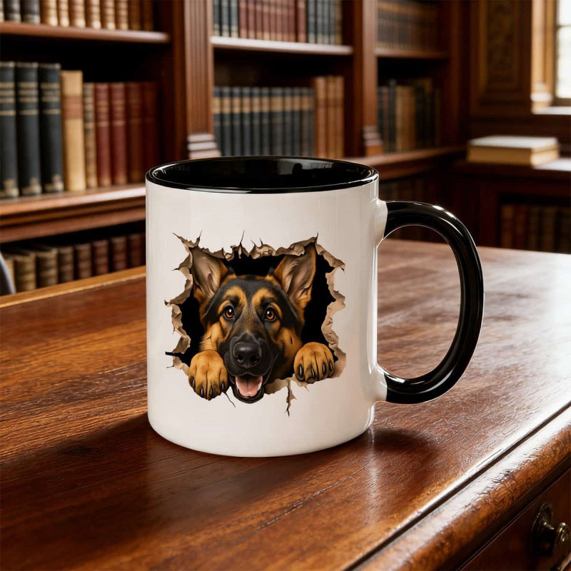 Tailorly Black Accent 11 oz Mug - german shepherd silhouette