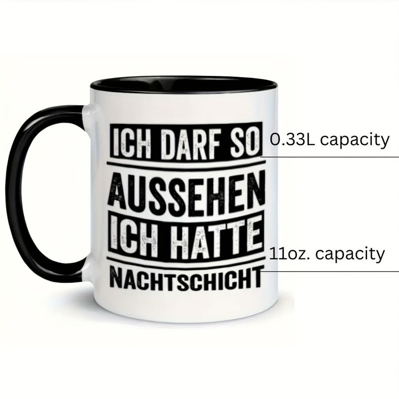 Tailorly Black Accent 11 oz Mug - german text， coffee-related graphics， christmas and new year theme
