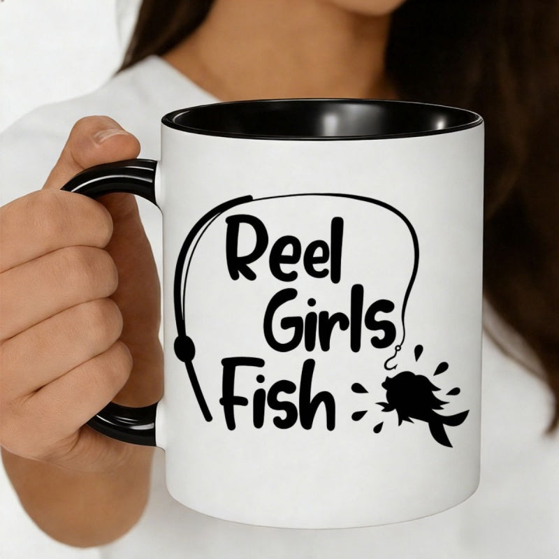 Tailorly Black Accent 11 oz Mug - girls fish