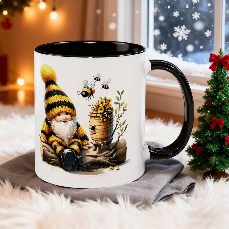 Tailorly Black Accent 11 oz Mug - cute bee spirit