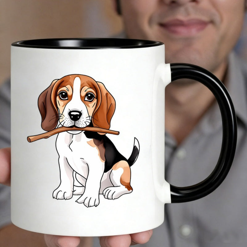 Tailorly Black Accent 11 oz Mug - beagle puppy cute beagle dog