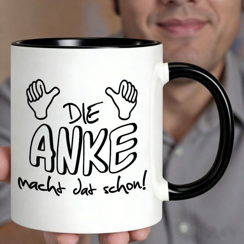 Tailorly Black Accent 11 oz Mug - die macht das design and white outline hands