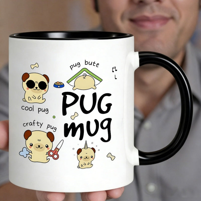 Tailorly Black Accent 11 oz Mug - pug cartoon