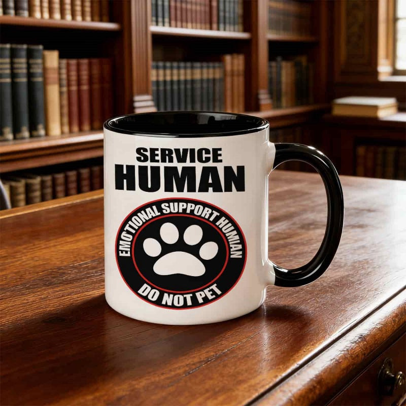 Tailorly Black Accent 11 oz Mug - vintage retro emotional dog paw print
