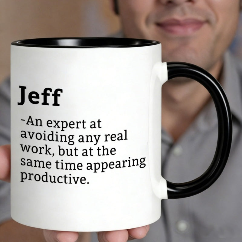 Tailorly Black Accent 11 oz Mug - a master at dodging actual tasks while seeming busy